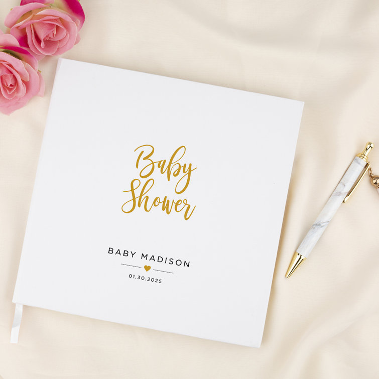 Koyal Wholesale Custom Baby Shower Guestbook With Gold Accents